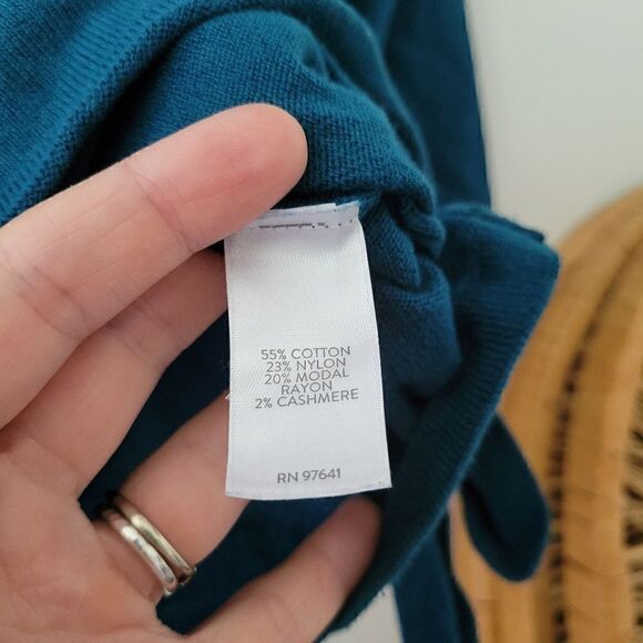 J. Jill Teal Cotton/Modal Blend Sweater Tie M - Picture 6 of 8